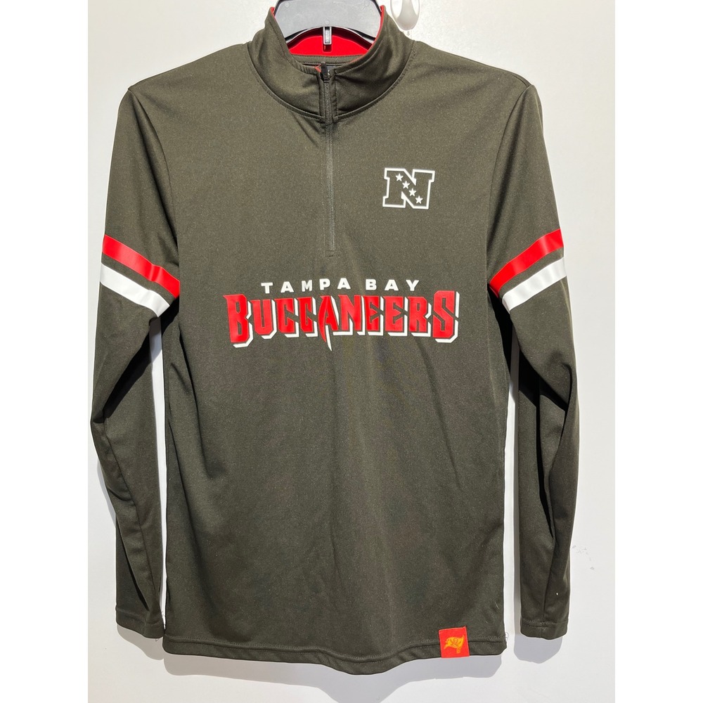 NFL Tampa Bay Buccaneers Mens Olive Green Quarter Zip Pullover Long Sleeve S